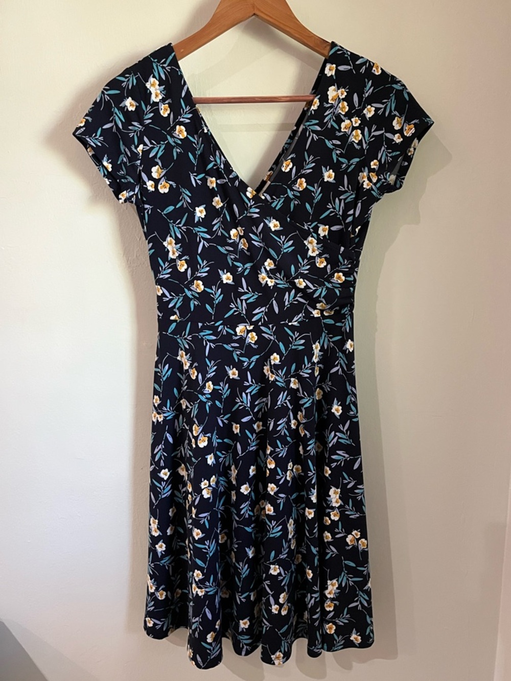 KAILEIGH Navy Floral Wrap Midi Dress